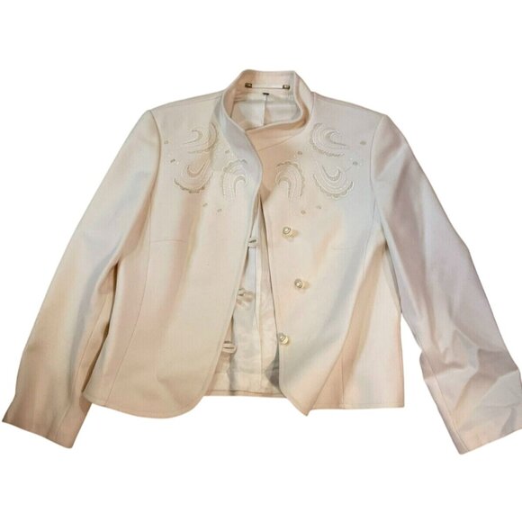 Your Sixth Sense Womens 40 Ivory Blazer Jacket Embroidered Buttons Long Sleeve - Picture 1 of 16
